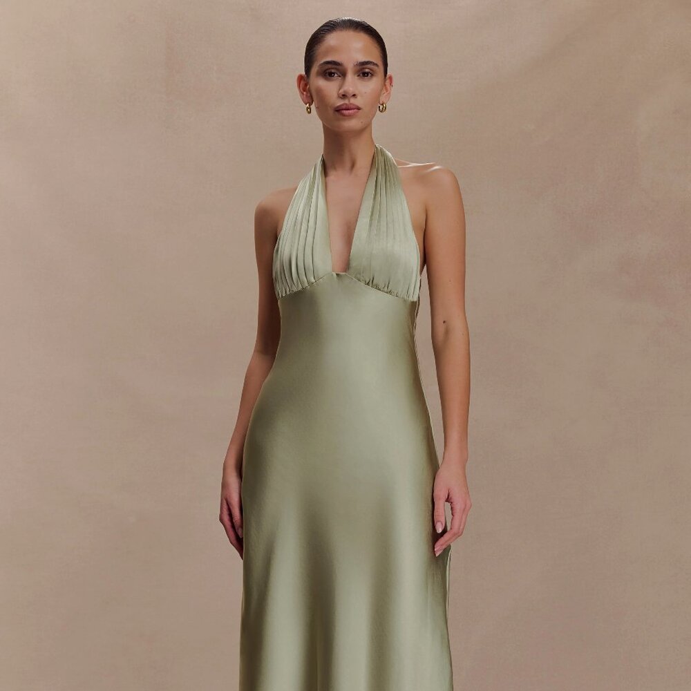 Meshki Sage Halter Maxi Dress Size M